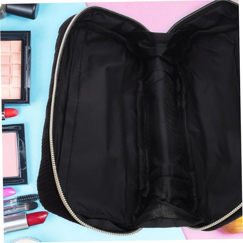 Large Capacity Corduroy Makeup Bag For Women Travel Cosmetic Organizer Toiletry Pouch - Image 5